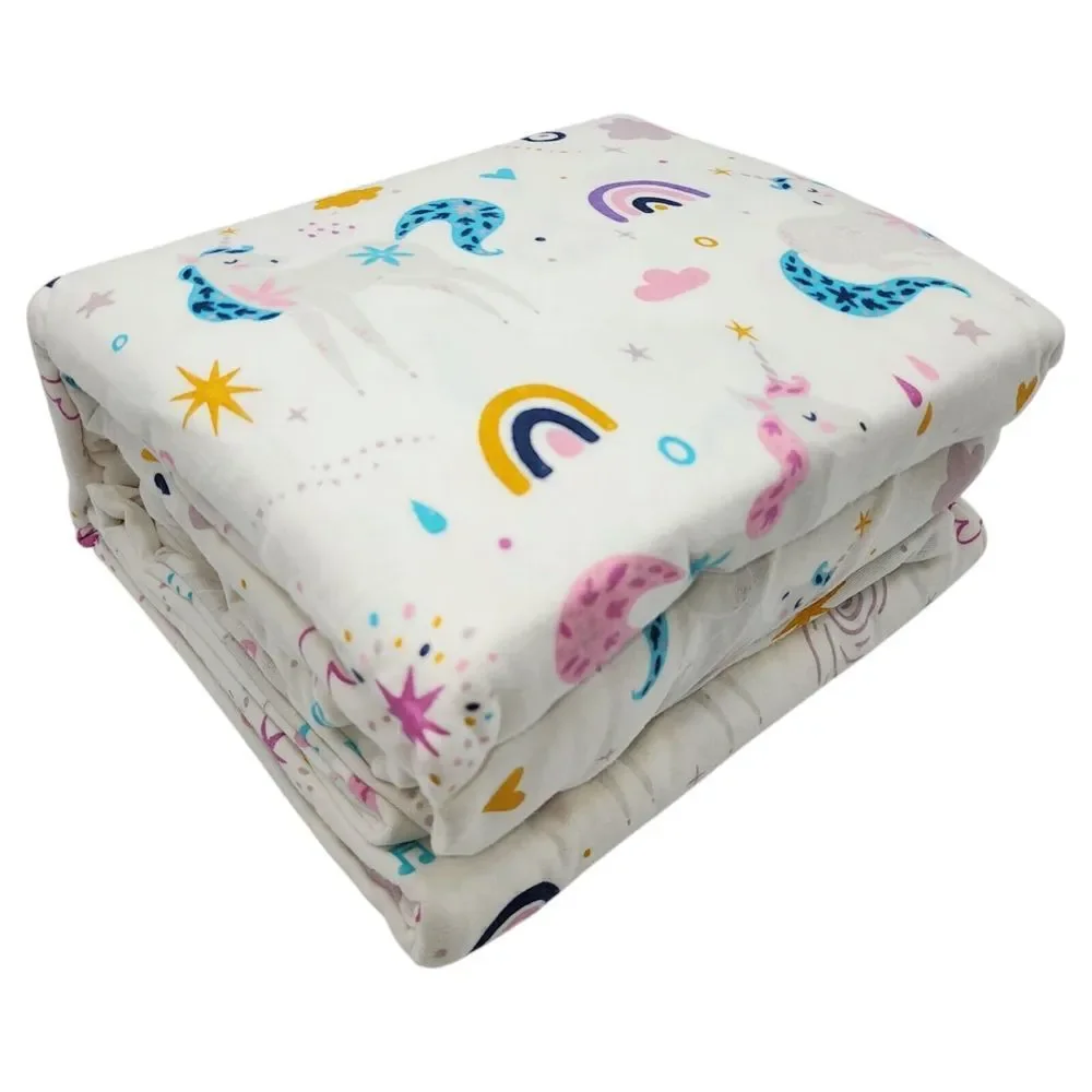 BIBB Home‎ Twin Size Cotton Flannel Sheet Set 3pc Multicolor Unicorns Pattern